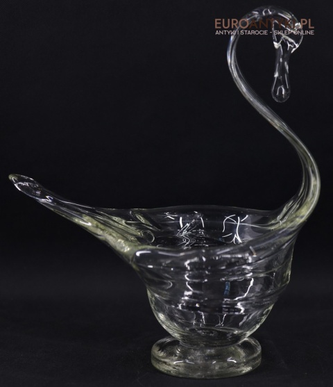 szklany łabędź vintage