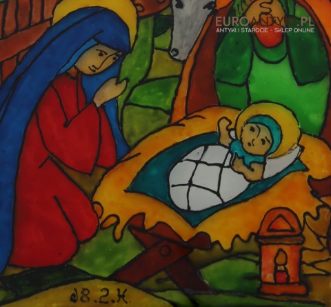 bożonarodzeniowy obrazek na szkle