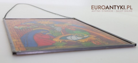 Witraż na szkle – Ręcznie malowana scena Bożego Narodzenia, Narodzinay Jezusa Chrystusa