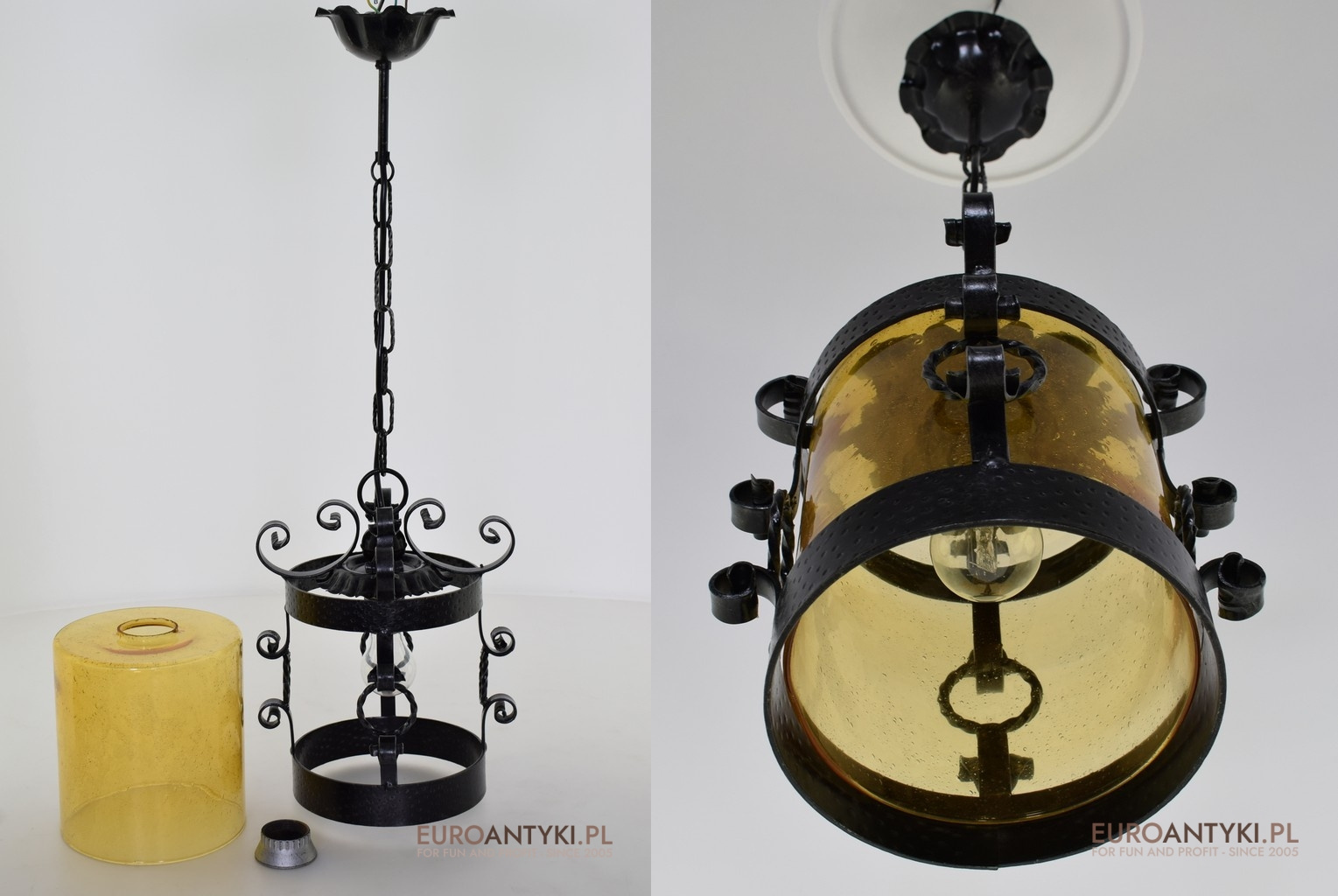 Rustykalne Metalowe Lampy w Kształcie Walca ze Szklanym Kloszem Antico