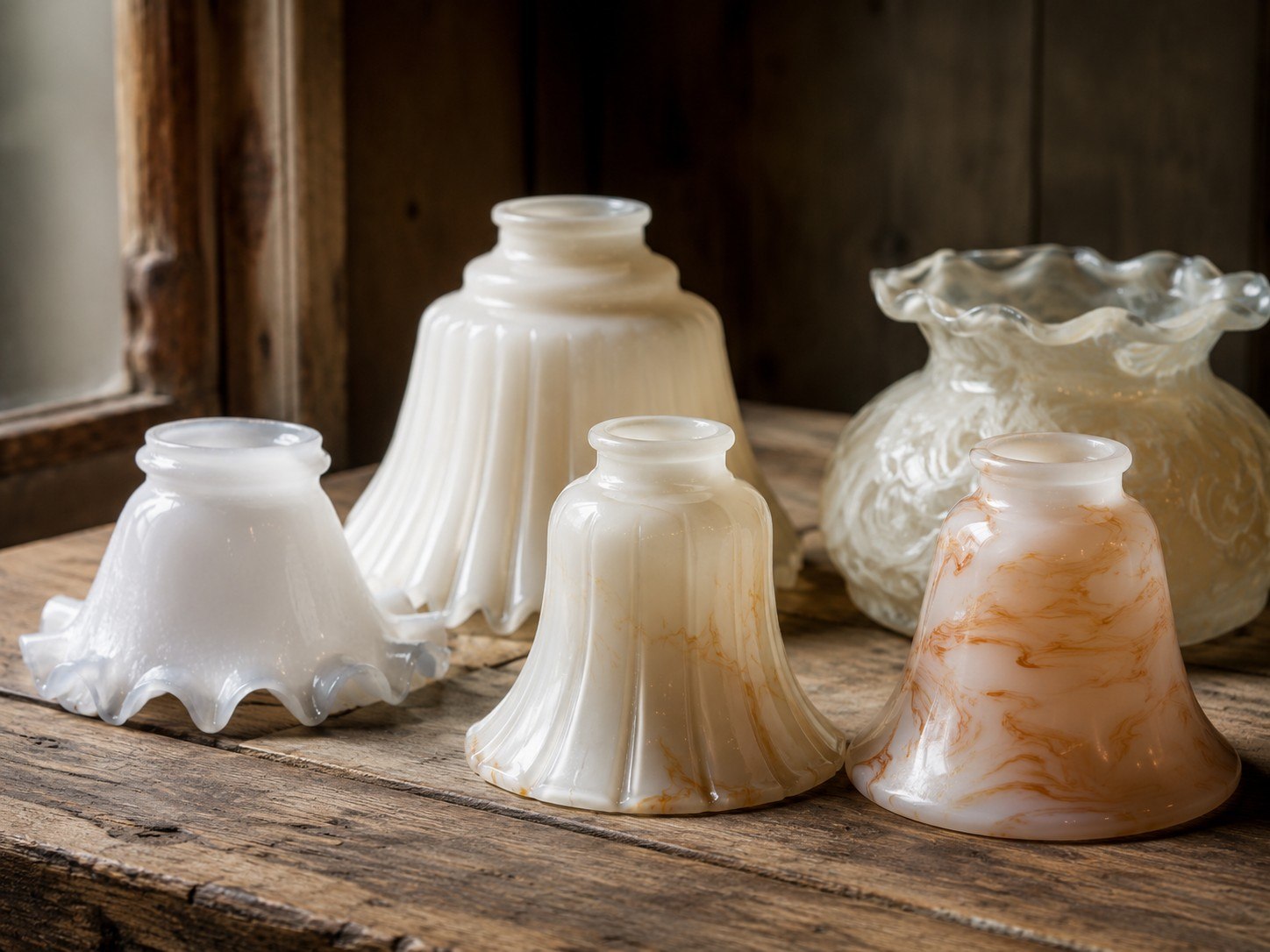 Stare klosze do antycznych lamp z ręcznie produkowanego szkła vintage retro